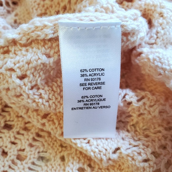 Tahari Long Cardigan SP Shimmer Blush Pink Open Crochet Knit Sweater Chic NWT - Picture 7 of 7